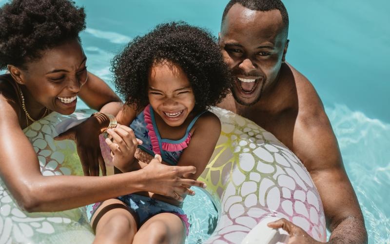 a family in the water